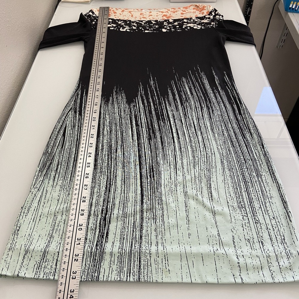 Diane Von Furstenberg Black Geo‎ Print 100% Silk Women's Dress Size 4 3/4 Sleeve - Picture 7 of 10